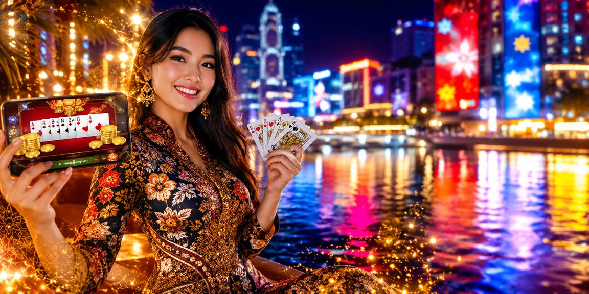 Suasana permainan kad Rummy dan Poker dalam talian bergaya batik di Kuala Lumpur